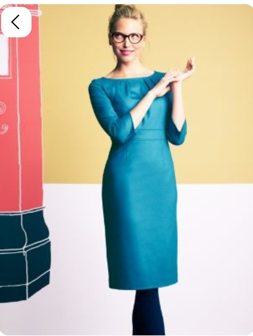 Boden Teal Wool Sheath Dress - 6R - EUC